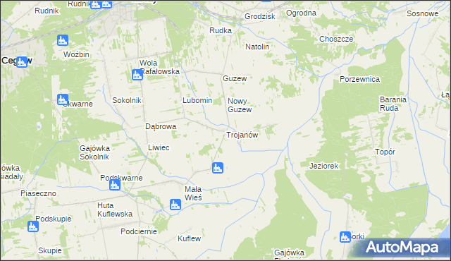 mapa Trojanów gmina Mrozy, Trojanów gmina Mrozy na mapie Targeo