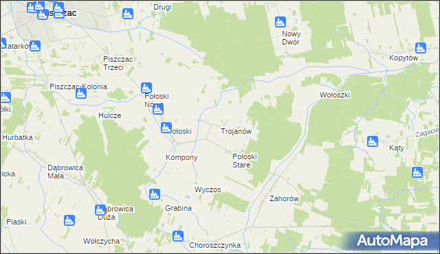 mapa Trojanów gmina Piszczac, Trojanów gmina Piszczac na mapie Targeo