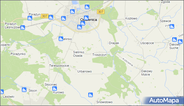 mapa Troszczyn gmina Opalenica, Troszczyn gmina Opalenica na mapie Targeo