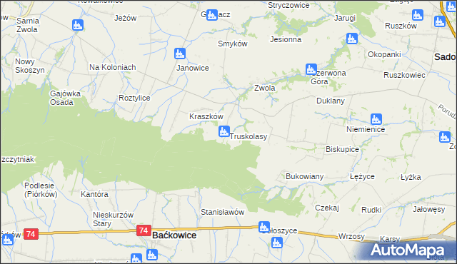 mapa Truskolasy gmina Sadowie, Truskolasy gmina Sadowie na mapie Targeo