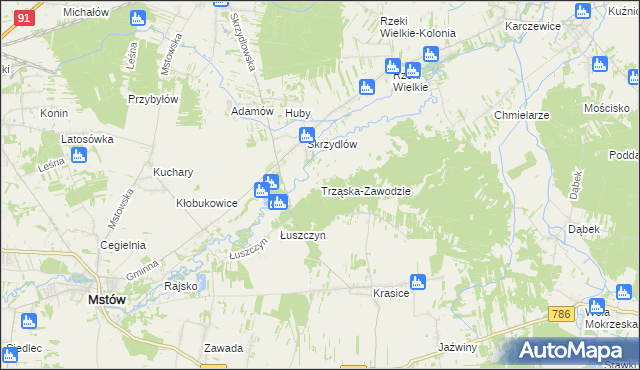 mapa Trząska-Zawodzie, Trząska-Zawodzie na mapie Targeo