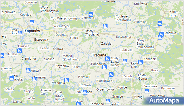 mapa Trzciana powiat bocheński, Trzciana powiat bocheński na mapie Targeo