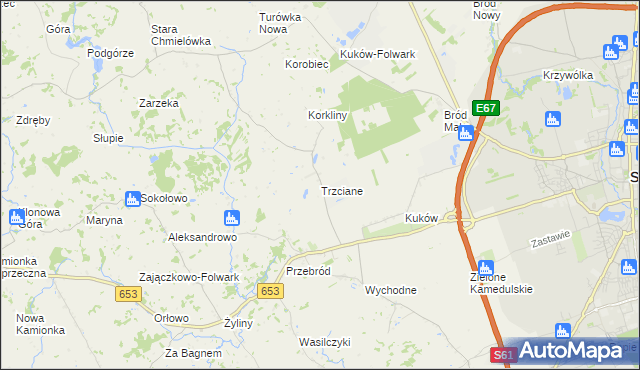 mapa Trzciane, Trzciane na mapie Targeo