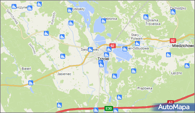 mapa Trzciel powiat międzyrzecki, Trzciel powiat międzyrzecki na mapie Targeo