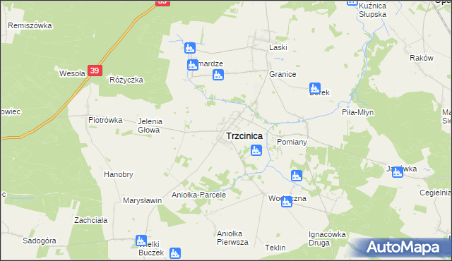 mapa Trzcinica powiat kępiński, Trzcinica powiat kępiński na mapie Targeo