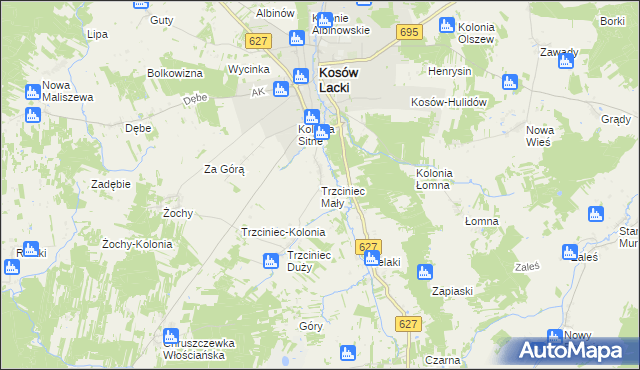 mapa Trzciniec Mały, Trzciniec Mały na mapie Targeo