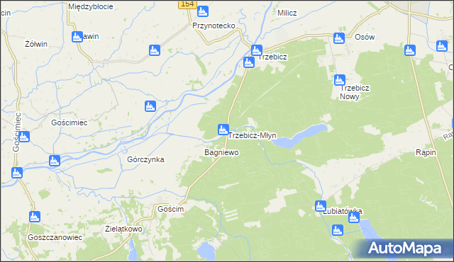 mapa Trzebicz-Młyn, Trzebicz-Młyn na mapie Targeo