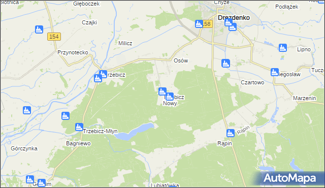 mapa Trzebicz Nowy, Trzebicz Nowy na mapie Targeo