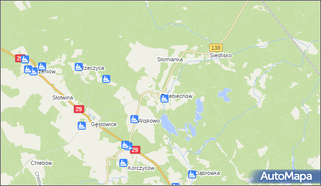 mapa Trzebiechów gmina Maszewo, Trzebiechów gmina Maszewo na mapie Targeo