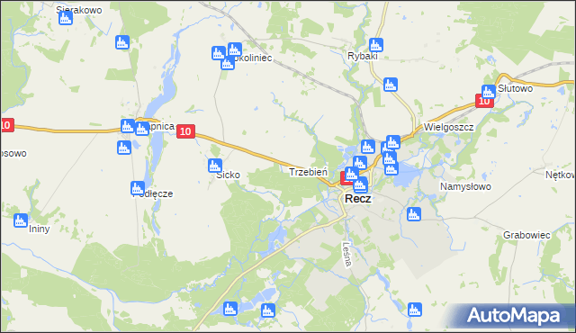 mapa Trzebień gmina Recz, Trzebień gmina Recz na mapie Targeo