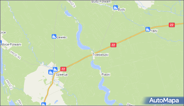 mapa Trzebieszki, Trzebieszki na mapie Targeo