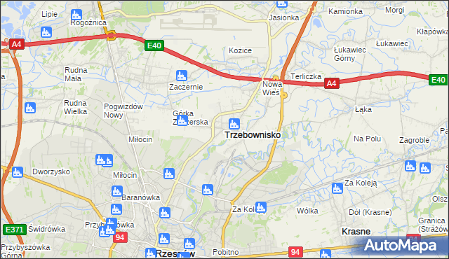 mapa Trzebownisko, Trzebownisko na mapie Targeo