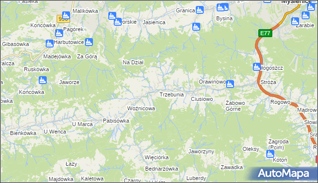 mapa Trzebunia, Trzebunia na mapie Targeo