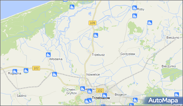 mapa Trzebusz, Trzebusz na mapie Targeo