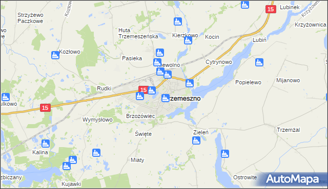 mapa Trzemeszno powiat gnieźnieński, Trzemeszno powiat gnieźnieński na mapie Targeo