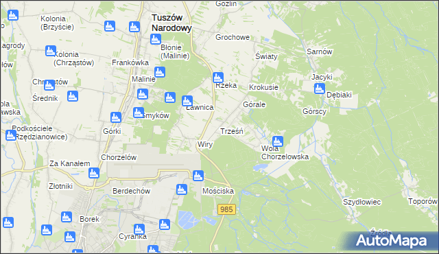 mapa Trześń gmina Mielec, Trześń gmina Mielec na mapie Targeo