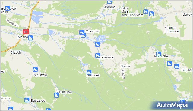 mapa Trzęsowice, Trzęsowice na mapie Targeo