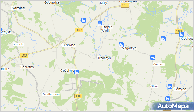 mapa Trzeszyn, Trzeszyn na mapie Targeo