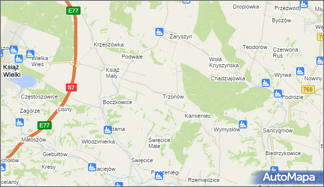 mapa Trzonów, Trzonów na mapie Targeo