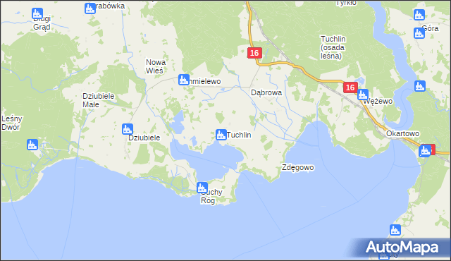 mapa Tuchlin gmina Orzysz, Tuchlin gmina Orzysz na mapie Targeo