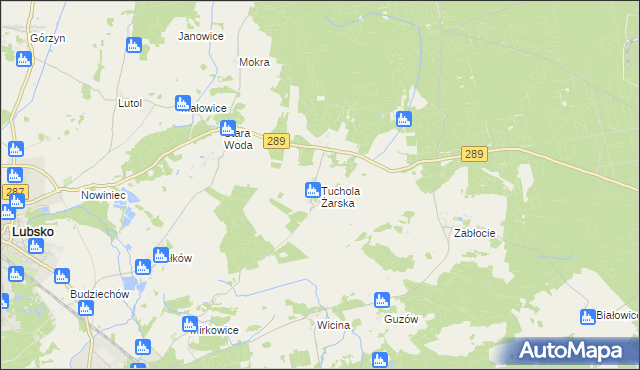 mapa Tuchola Żarska, Tuchola Żarska na mapie Targeo