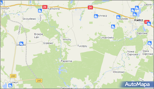 mapa Tuczępy gmina Międzychód, Tuczępy gmina Międzychód na mapie Targeo