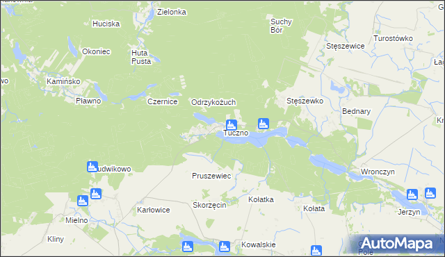 mapa Tuczno gmina Pobiedziska, Tuczno gmina Pobiedziska na mapie Targeo