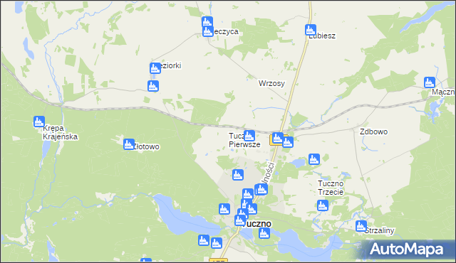 mapa Tuczno Pierwsze, Tuczno Pierwsze na mapie Targeo