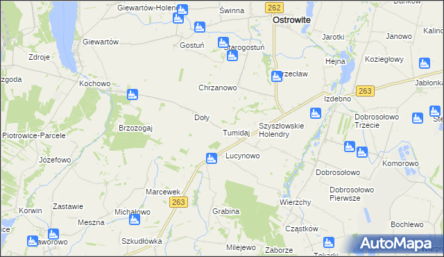 mapa Tumidaj gmina Ostrowite, Tumidaj gmina Ostrowite na mapie Targeo