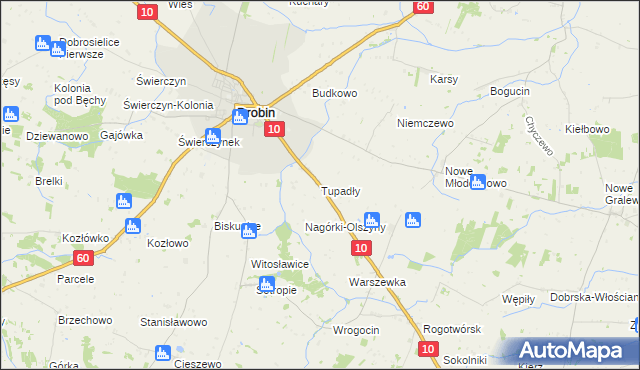 mapa Tupadły gmina Drobin, Tupadły gmina Drobin na mapie Targeo