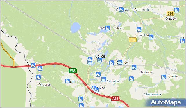 mapa Tuplice, Tuplice na mapie Targeo