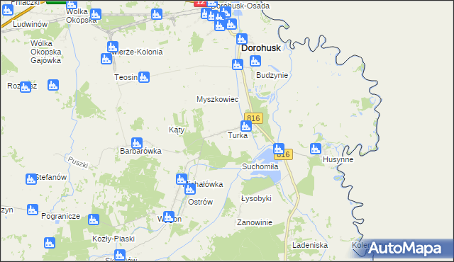 mapa Turka gmina Dorohusk, Turka gmina Dorohusk na mapie Targeo