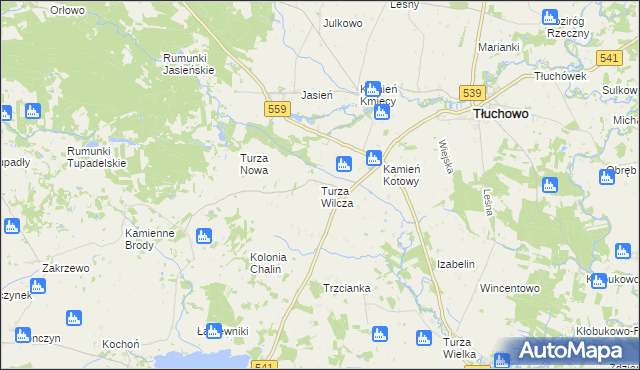 mapa Turza Wilcza, Turza Wilcza na mapie Targeo