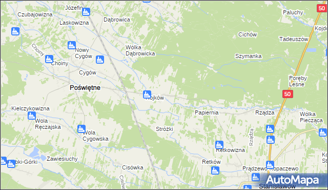 mapa Turze gmina Poświętne, Turze gmina Poświętne na mapie Targeo