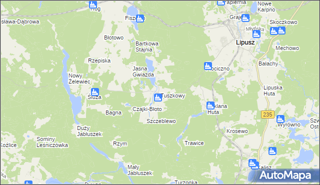 mapa Tuszkowy, Tuszkowy na mapie Targeo