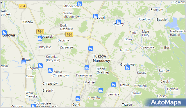 mapa Tuszów Narodowy, Tuszów Narodowy na mapie Targeo