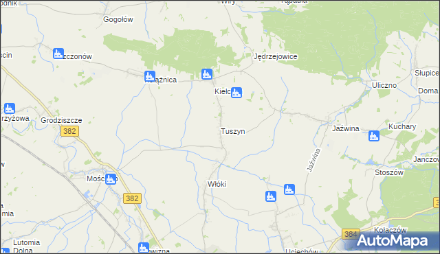 mapa Tuszyn gmina Dzierżoniów, Tuszyn gmina Dzierżoniów na mapie Targeo