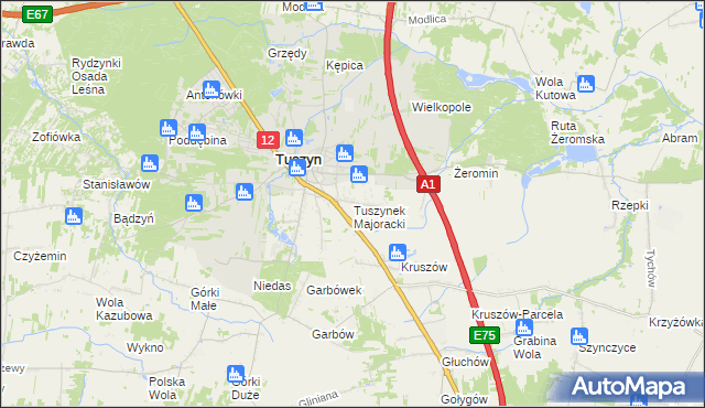 mapa Tuszynek Majoracki, Tuszynek Majoracki na mapie Targeo