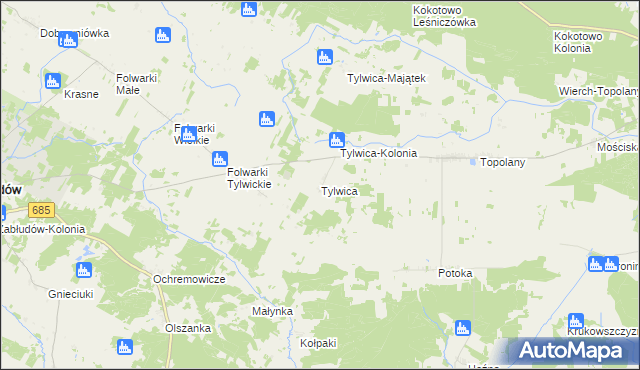 mapa Tylwica, Tylwica na mapie Targeo