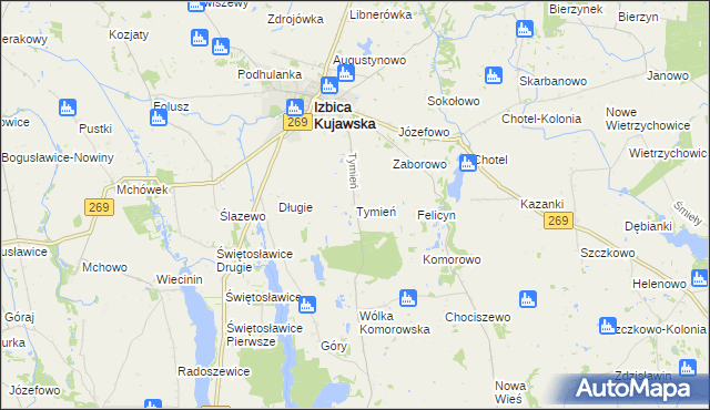 mapa Tymień gmina Izbica Kujawska, Tymień gmina Izbica Kujawska na mapie Targeo