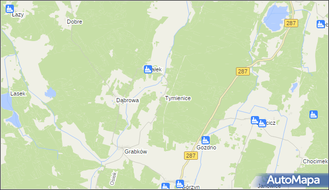 mapa Tymienice gmina Lubsko, Tymienice gmina Lubsko na mapie Targeo