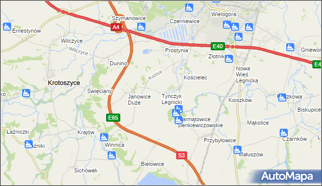 mapa Tyńczyk Legnicki, Tyńczyk Legnicki na mapie Targeo