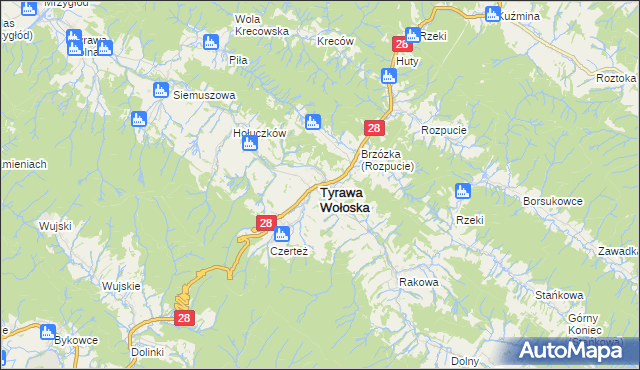 mapa Tyrawa Wołoska, Tyrawa Wołoska na mapie Targeo