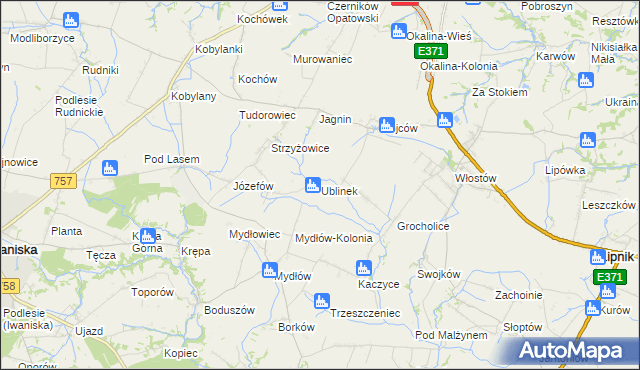 mapa Ublinek, Ublinek na mapie Targeo