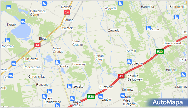 mapa Uchań Dolny, Uchań Dolny na mapie Targeo