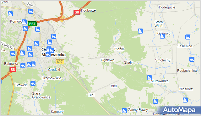 mapa Ugniewo, Ugniewo na mapie Targeo