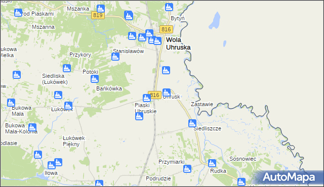 mapa Uhrusk, Uhrusk na mapie Targeo