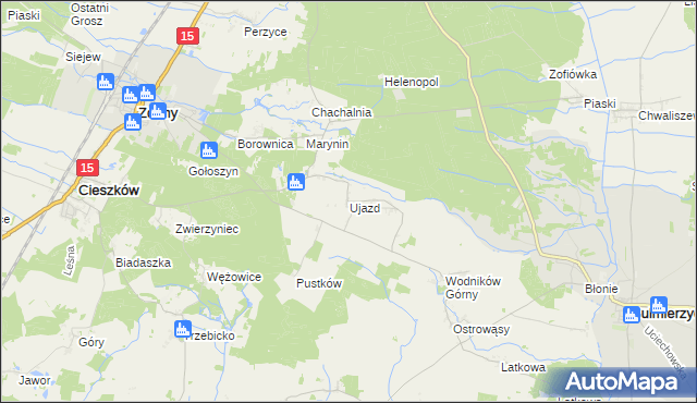 mapa Ujazd gmina Cieszków, Ujazd gmina Cieszków na mapie Targeo