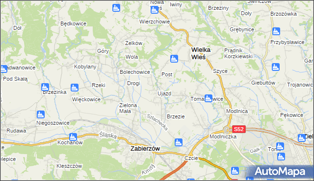 mapa Ujazd gmina Zabierzów, Ujazd gmina Zabierzów na mapie Targeo