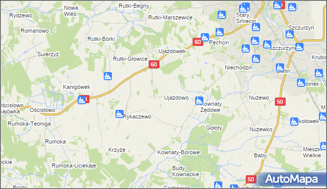 mapa Ujazdowo gmina Ciechanów, Ujazdowo gmina Ciechanów na mapie Targeo